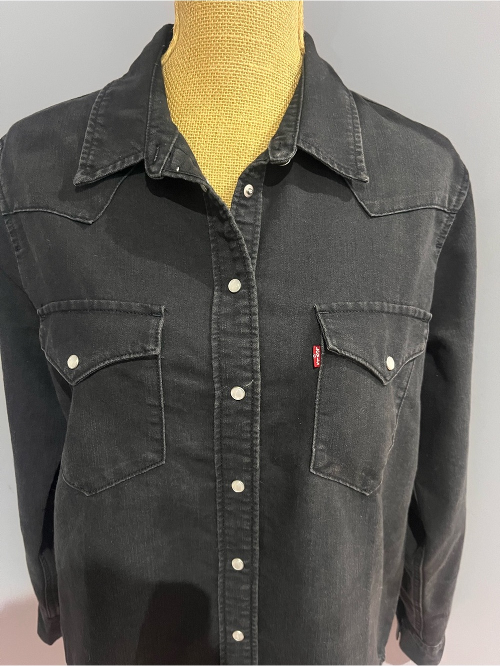 Levis Pearl Snap Western Denim Shirt Mens Large